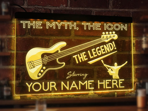 Image of Bass Guitar Legend Personalized Illuminated Sign
