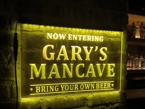 Image of Now Entering Man Cave Personalized Illuminated Sign