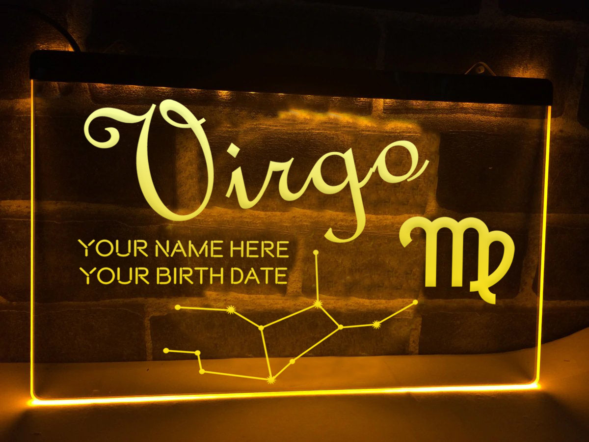 Virgo Astrology Illuminated Sign in yellow