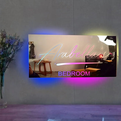 Image of Personalized Bedroom Name LED Neon Mirror