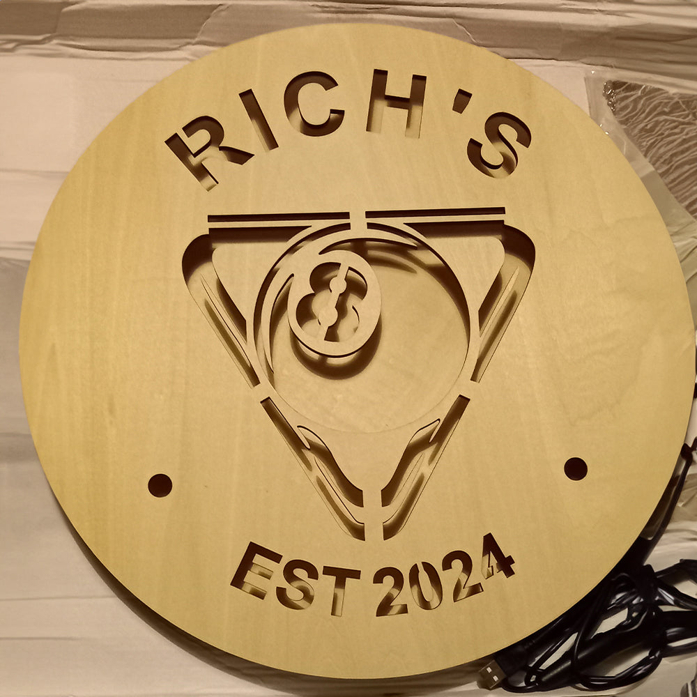 Personalized LED Neon Wooden Pool Room Sign - RGB