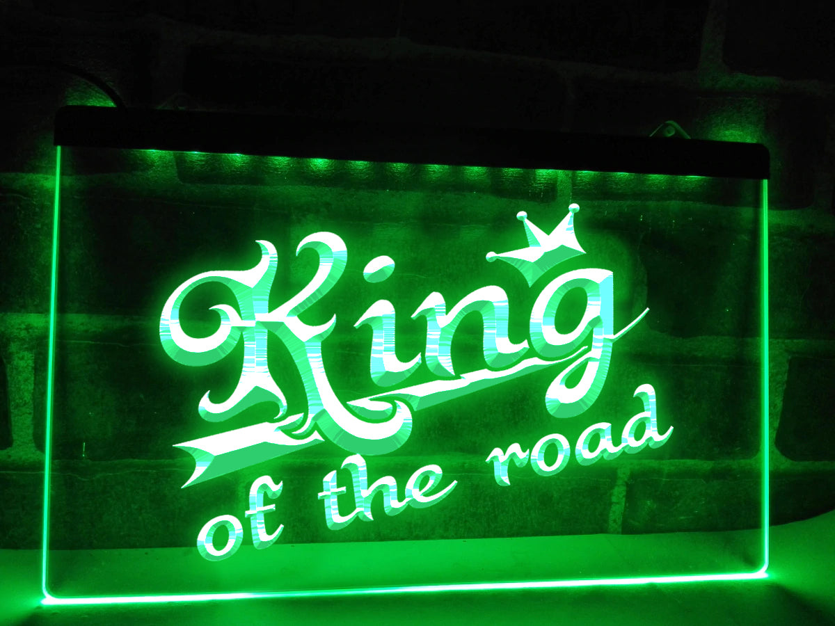 King Of The Road LED neon sign in green