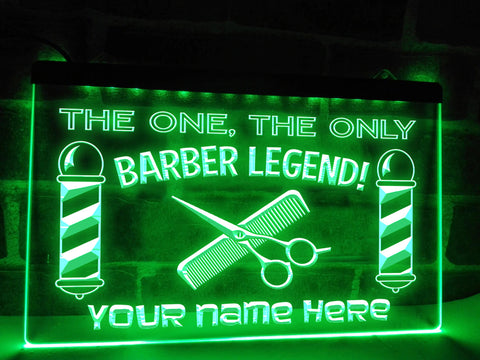 Image of The Barber Legend Personalized Illuminated Sign