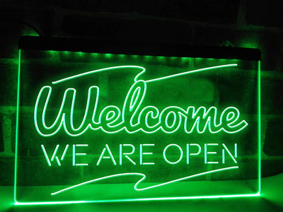 Welcome We Are Open Illuminated Sign