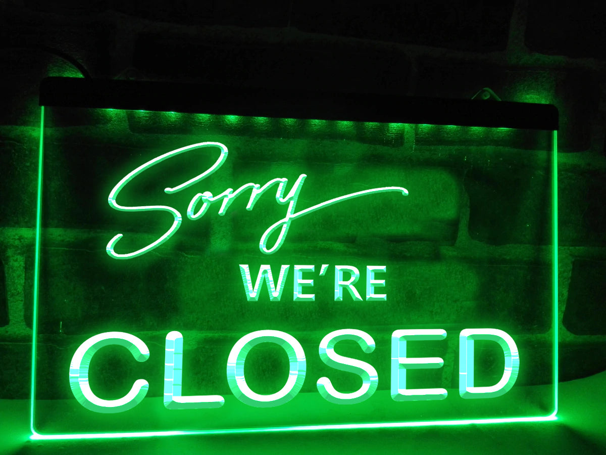 Sorry We're Closed LED Neon Sign in Green