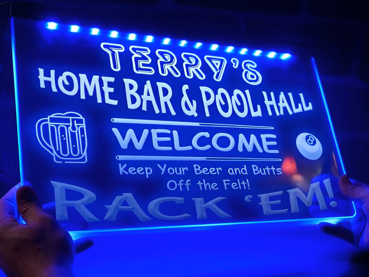 Home Bar and Pool Hall Personalized Illuminated Sign