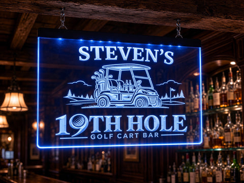 Image of Golf Cart Bar Personalized Illuminated LED Sign