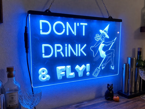 Image of Don't Drink and Fly Illuminated Sign