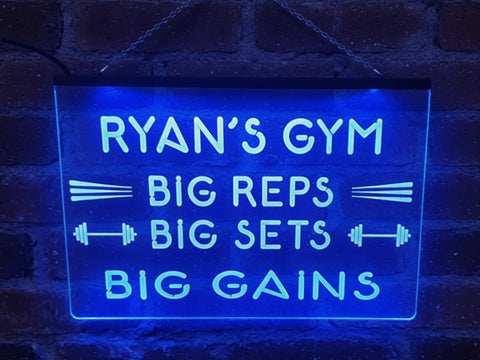 Image of Big Reps Big Sets Big Gains Personalized Illuminated Sign