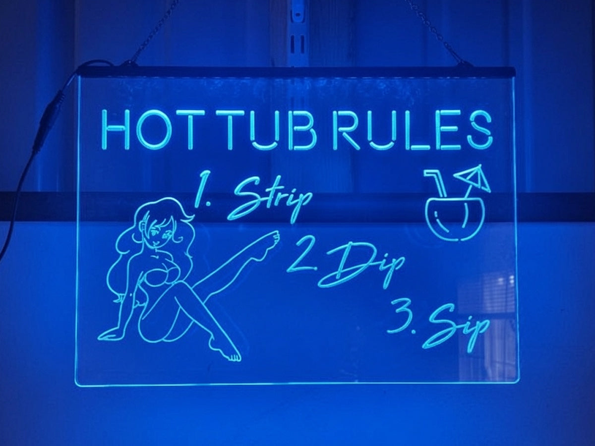 Hot Tub Rules Illuminated Sign