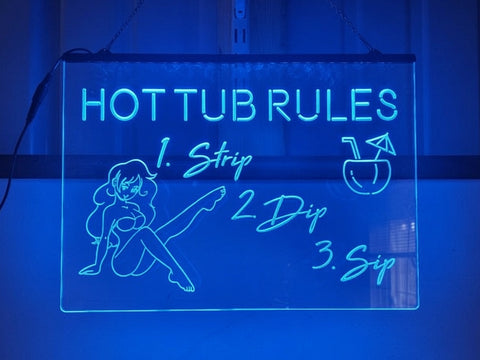 Image of Hot Tub Rules Illuminated Sign
