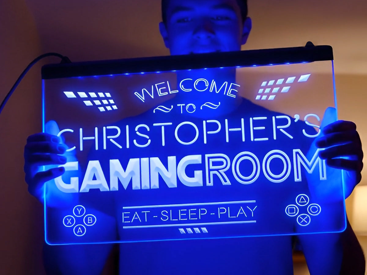 Eat Sleep Play Gaming Room Personalized Illuminated Sign