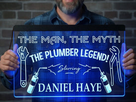 The Plumber Legend Personalized Illuminated Sign