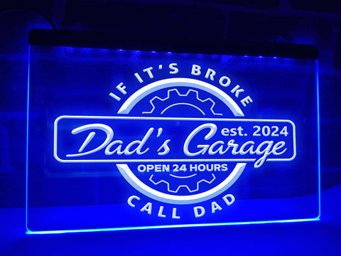 Image of Dad's Garage Personalized Illuminated LED Neon Sign