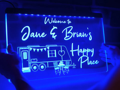 Image of Welcome to My Happy Place Personalized Illuminated Sign