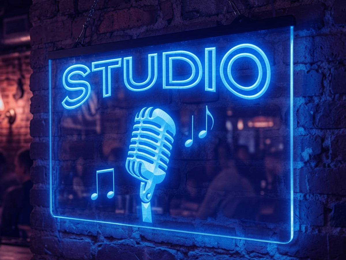 Studio Microphone Illuminated Sign