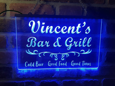 Image of Bar and Grill Personalized Illuminated Sign