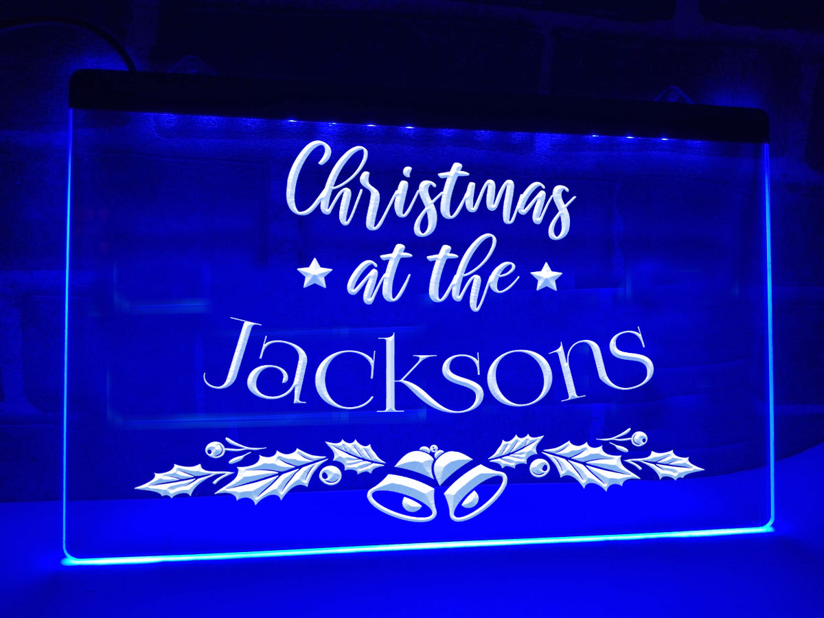 Personalized Christmas Sign Family Name in LED Neon
