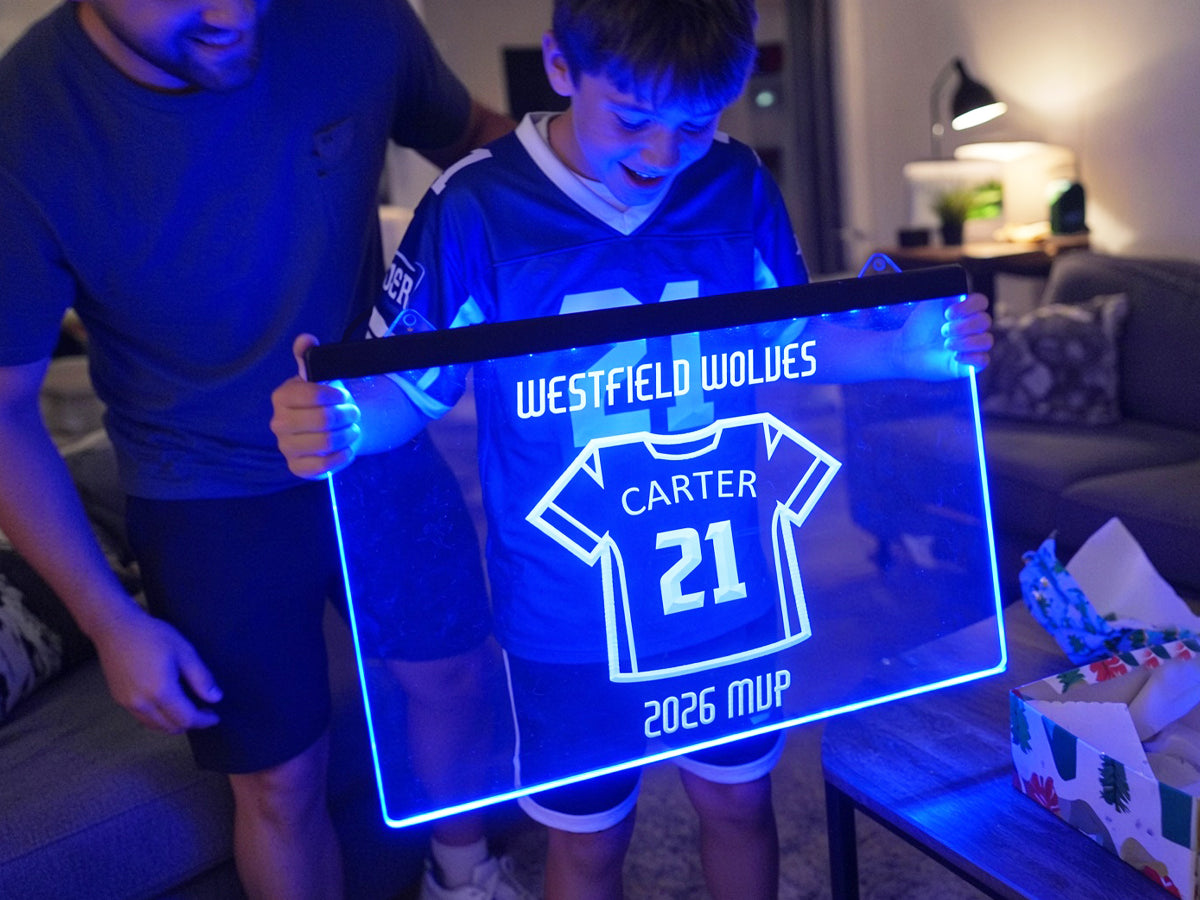 American Football Player Award Personalized Illuminated Sign