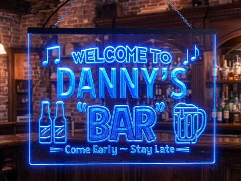 Image of Welcome to My Bar Personalized Illuminated LED Neon Sign