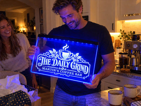 Image of The Daily Grind Personalized Illuminated LED Sign