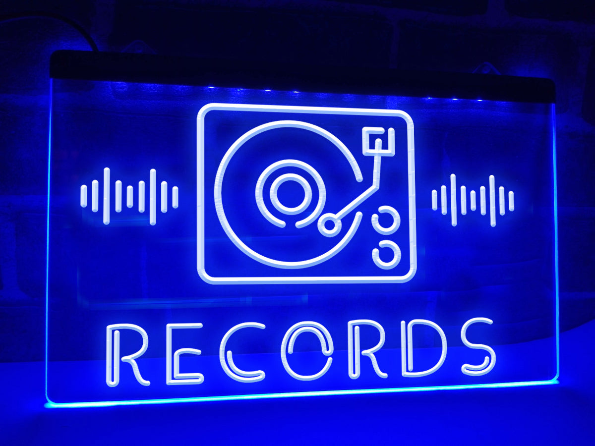 Music Records Illuminated LED Neon Sign