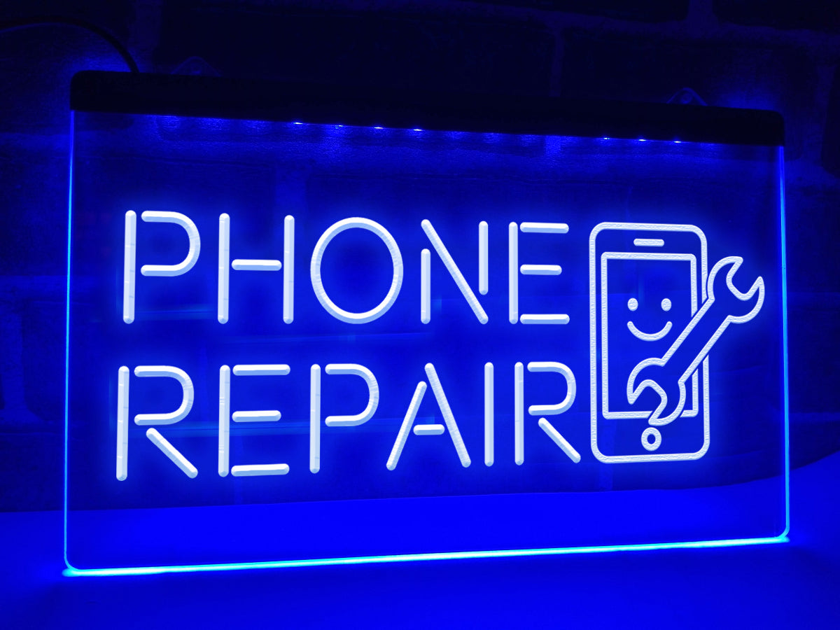 Phone Repair LED Neon Sign in Blue