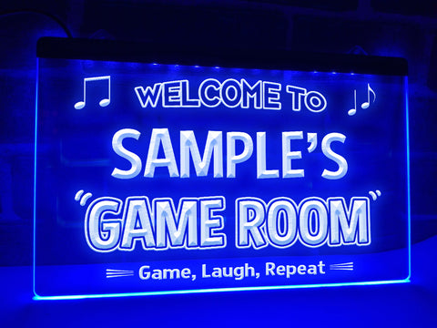 Image of Welcome To Game Room Personalized LED Neon Illuminated Sign