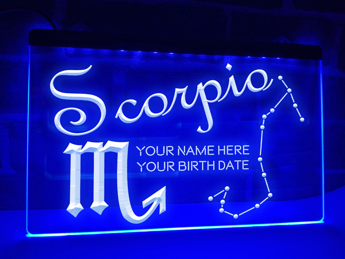 Scorpio Astrology Illuminated Sign in blue