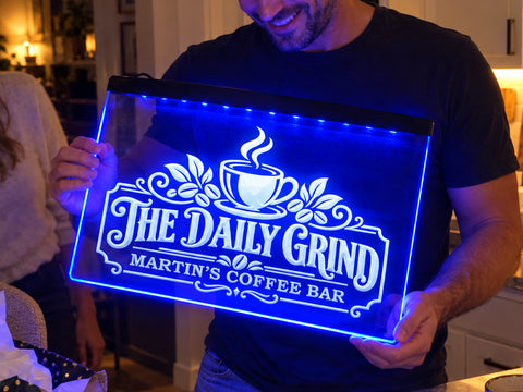Image of The Daily Grind Personalized Illuminated LED Sign