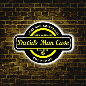 Custom LED Neon Wooden Man Cave Sign - Personalized and Color Changing