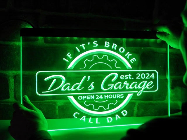 Dad's Garage Personalized Illuminated LED Neon Sign
