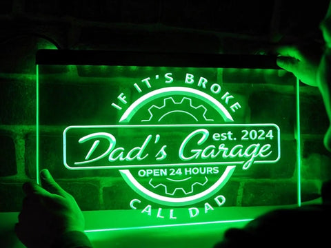 Image of Dad's Garage Personalized Illuminated LED Neon Sign