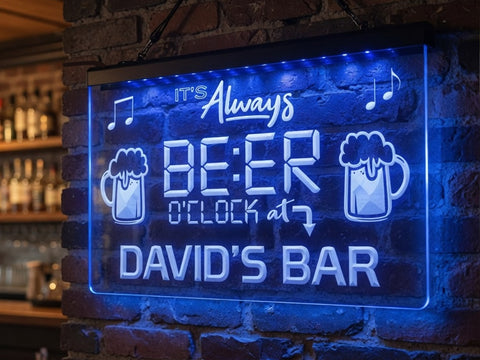 Image of It's Always Beer O'clock at My Bar Personalized Illuminated Sign