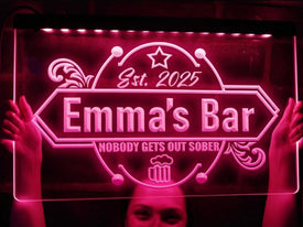 Nobody Gets Out Sober Personalized Illuminated Bar Sign