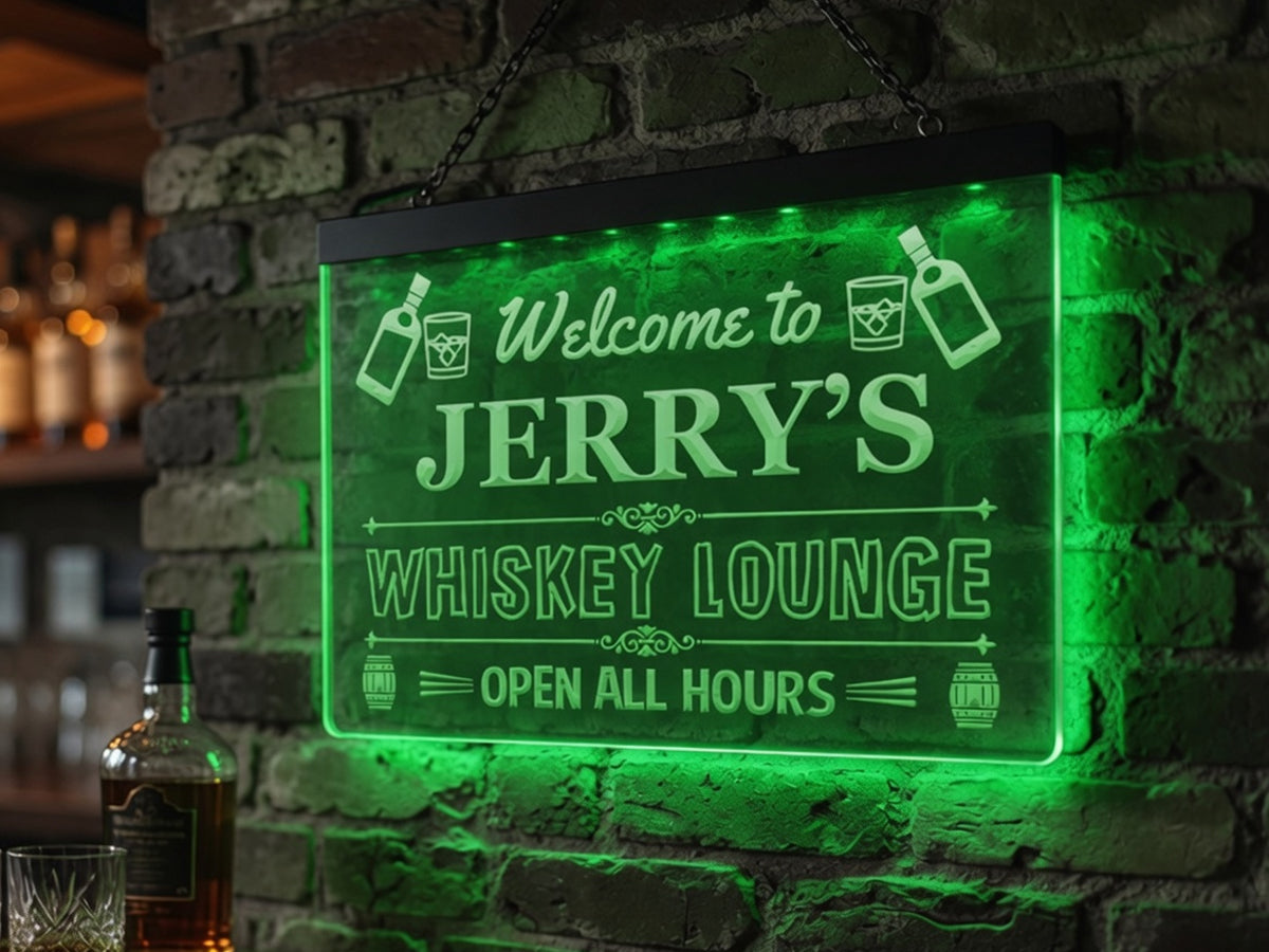 Welcome to My Whiskey Lounge Personalized Illuminated Sign