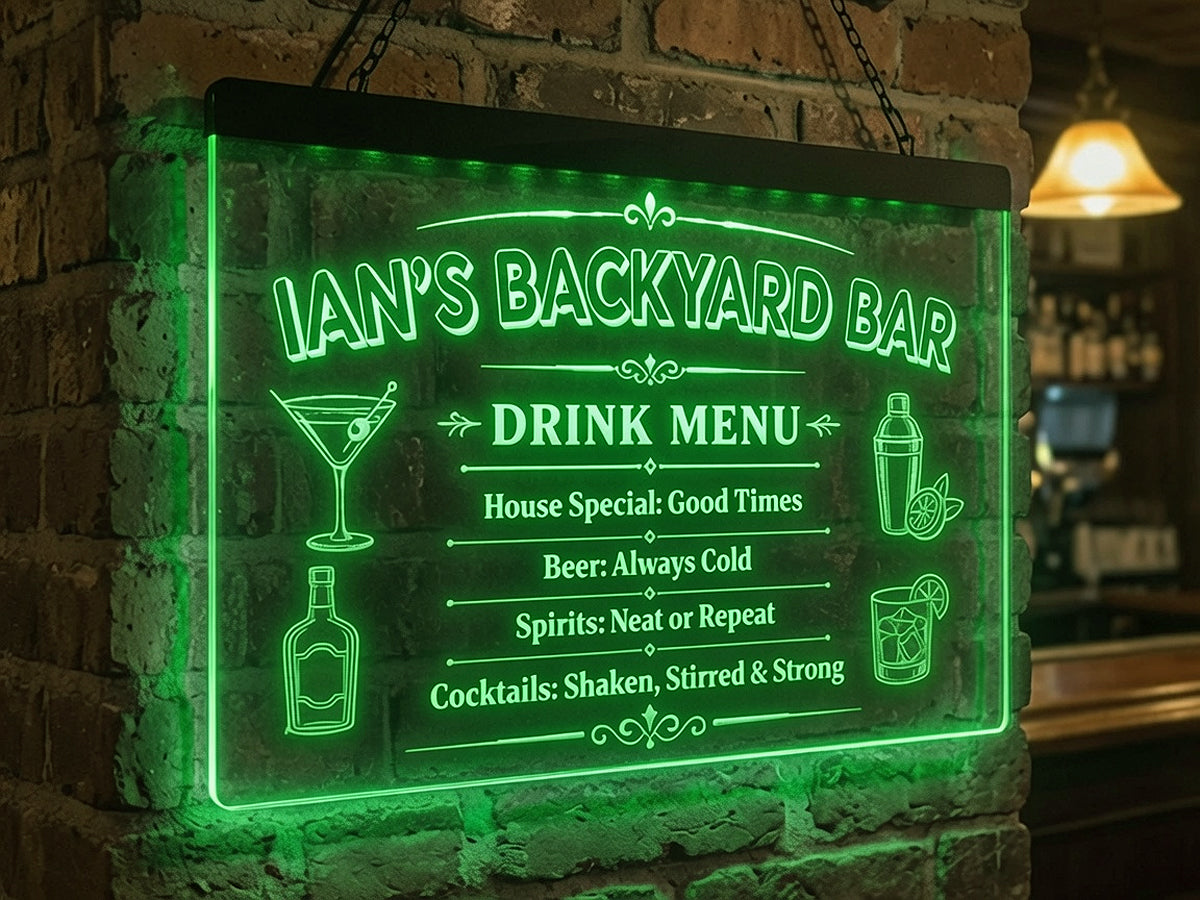 Personalized Drink Menu LED Neon Sign