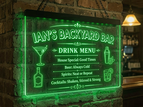 Image of Personalized Drink Menu LED Neon Sign