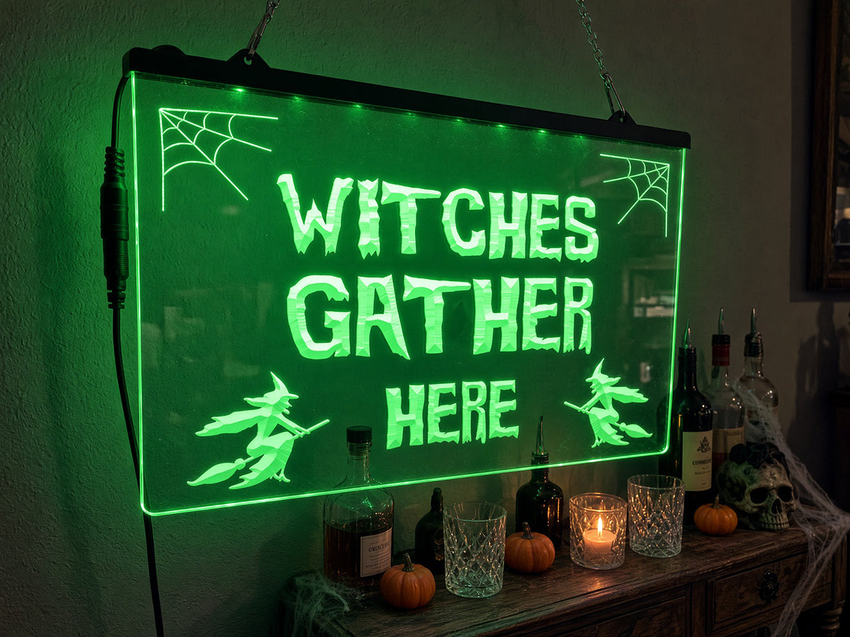 Witches Gather Here Illuminated Sign