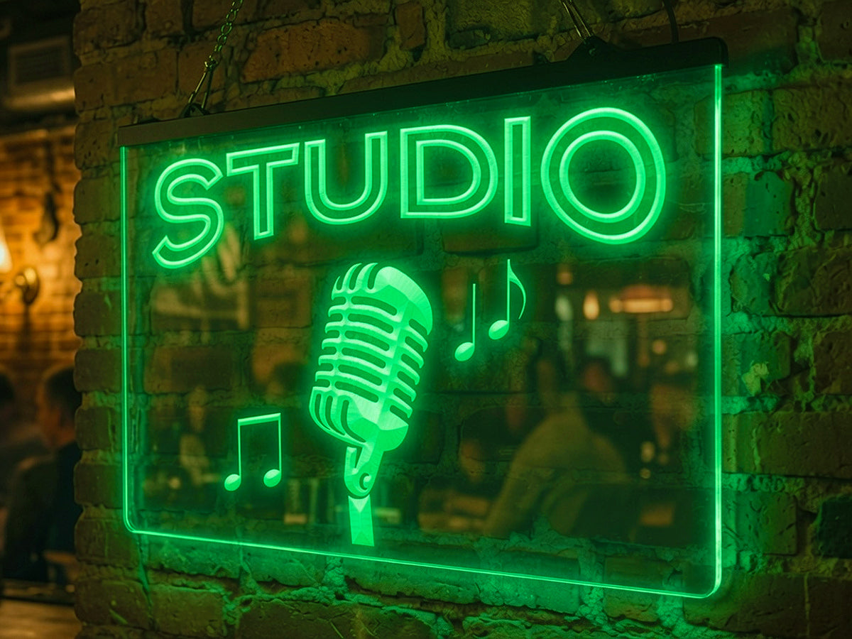 Studio Microphone Illuminated Sign