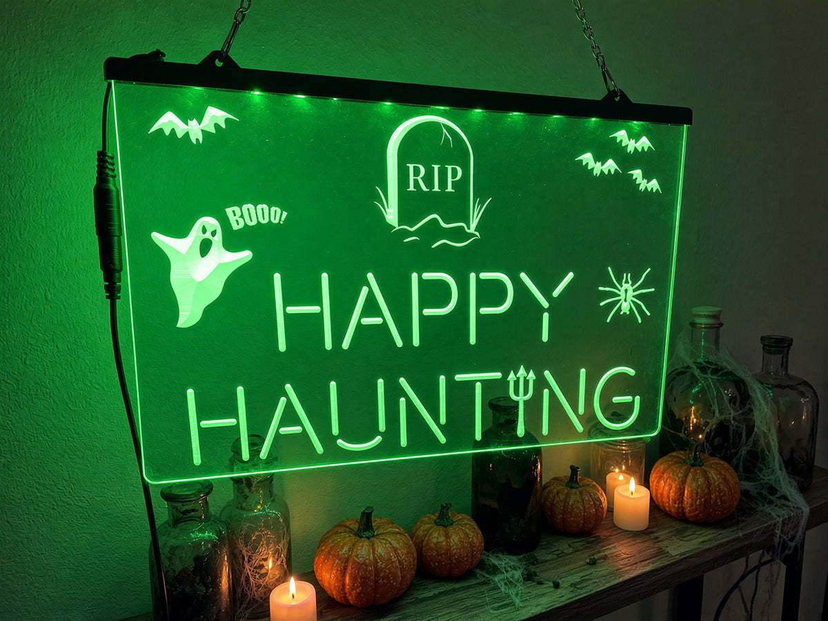 Happy Haunting Illuminated Sign
