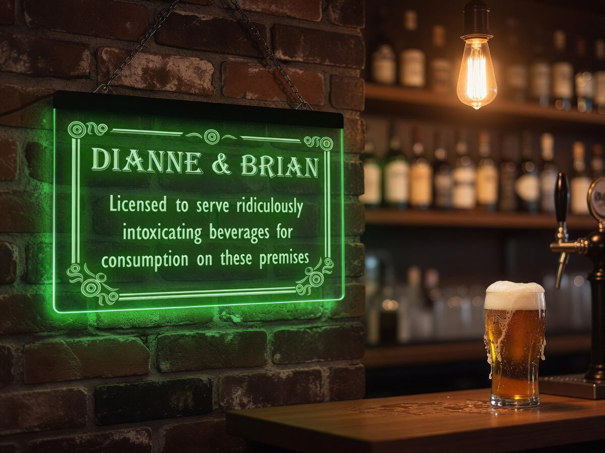 Licensed To Serve Intoxicating Beverages Personalized LED Neon Sign