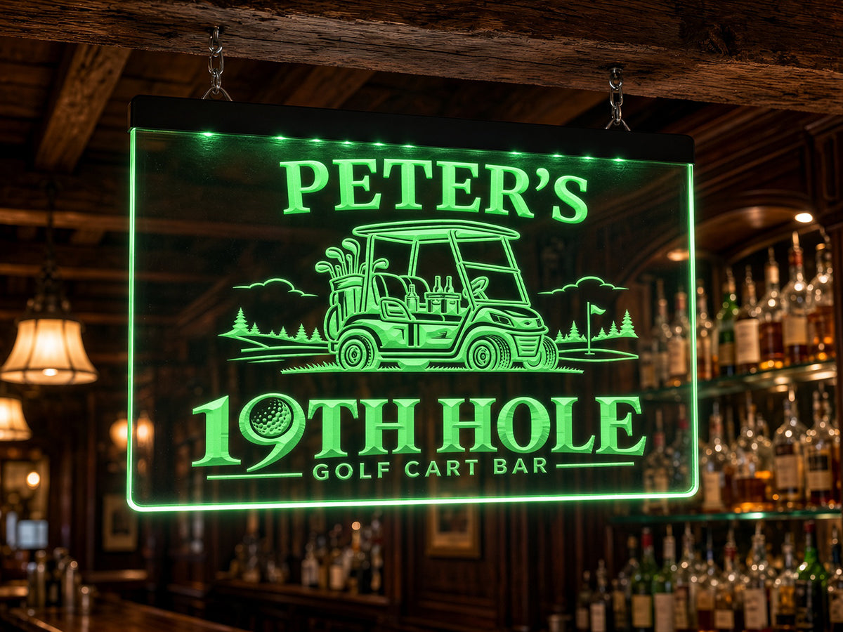 Golf Cart Bar Personalized Illuminated LED Sign