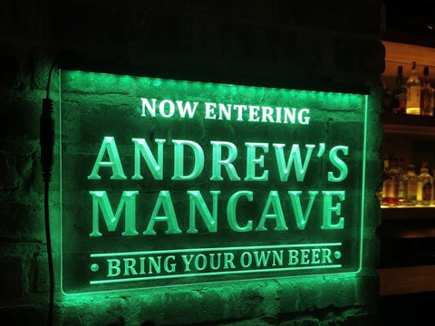 Image of Now Entering Man Cave Personalized Illuminated Sign