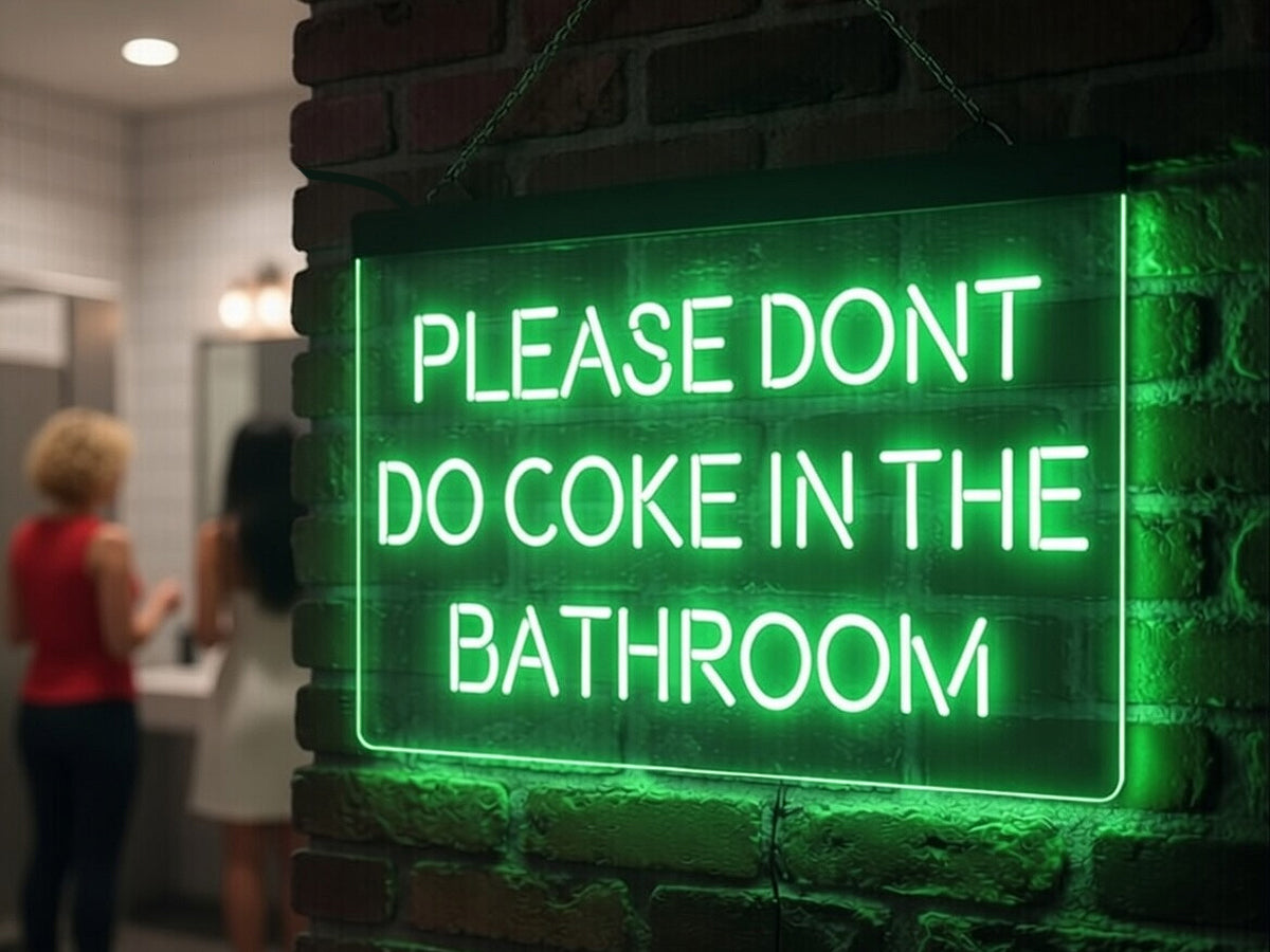 Please Don't Do Coke in the Bathroom Illuminated Sign