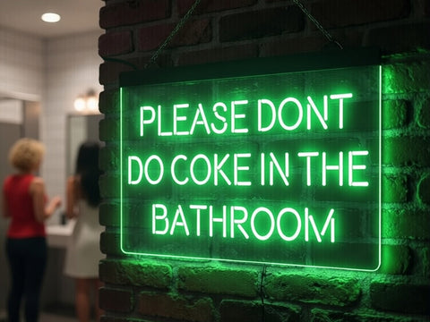 Image of Please Don't Do Coke in the Bathroom Illuminated Sign