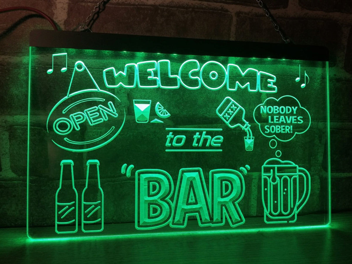 Welcome to the Bar Illuminated Sign