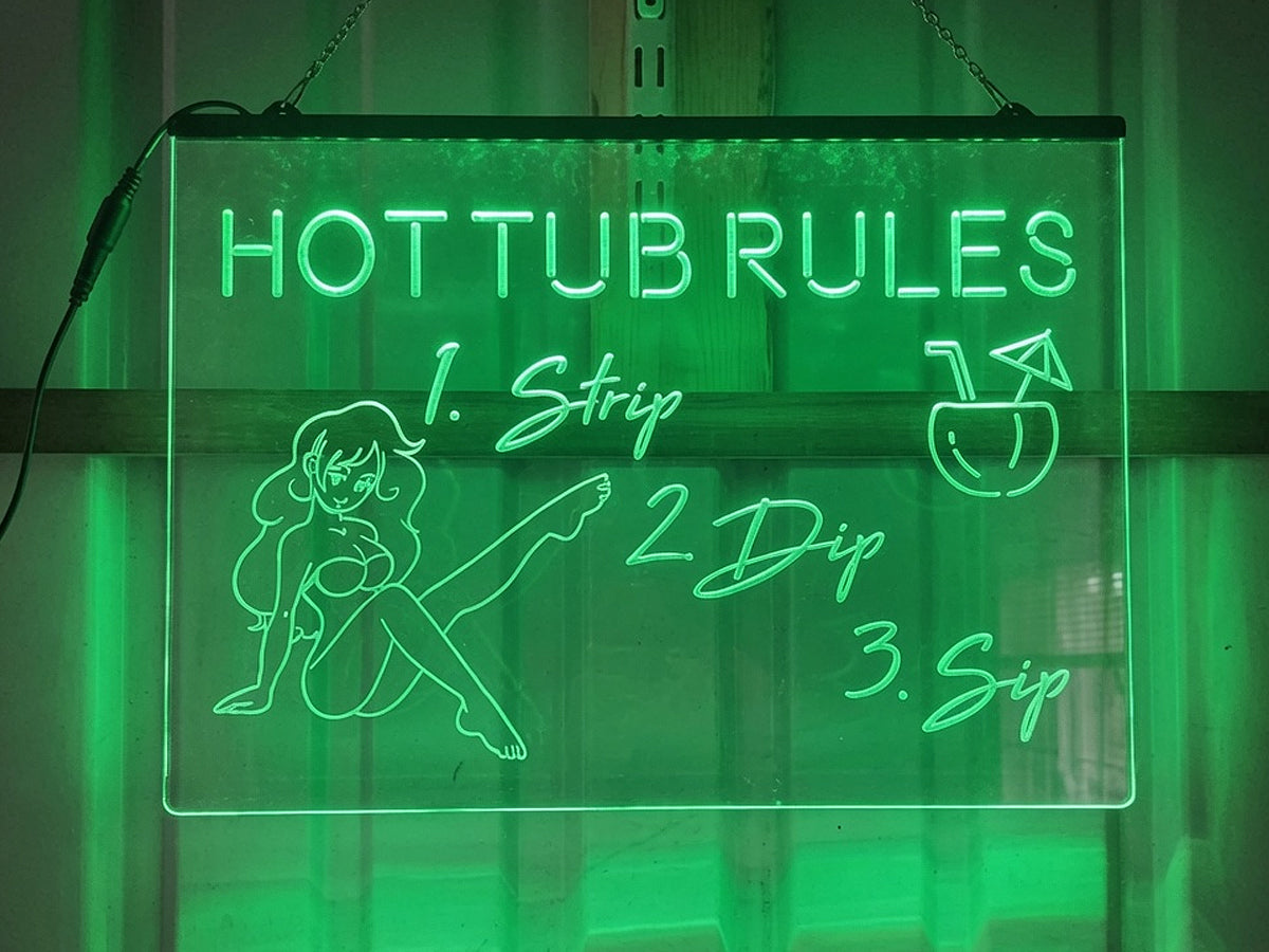 Hot Tub Rules Illuminated Sign