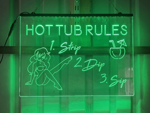 Image of Hot Tub Rules Illuminated Sign