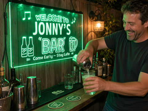 Image of Welcome to My Bar Personalized Illuminated LED Neon Sign
